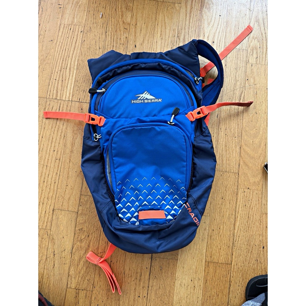High Sierra Cragin Hydration Backpack 2L BPA-Free Lightweight Hiking Blue/Orange